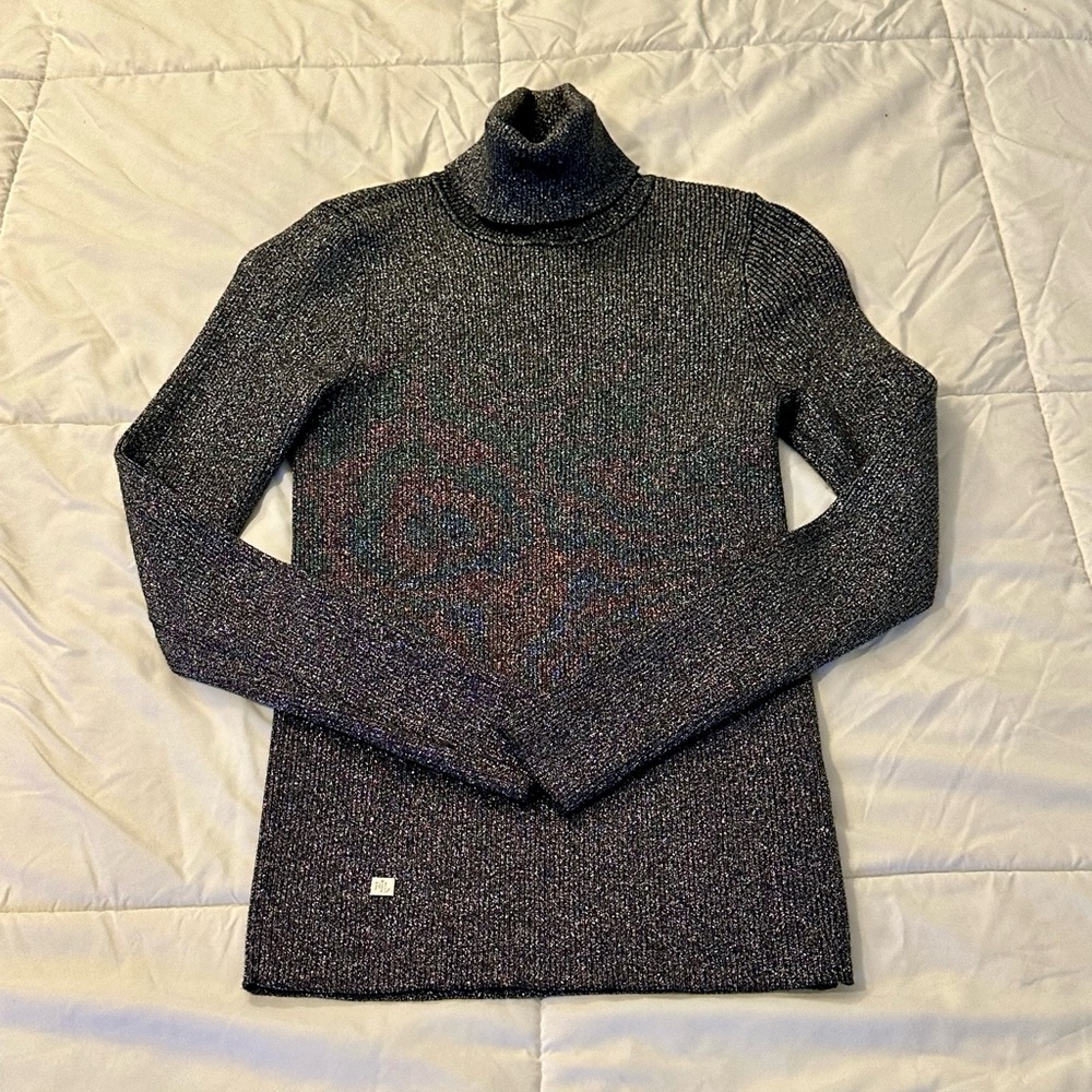 Lauren Ralph Lauren Sz M Sparkling Black Turtleneck Sweater